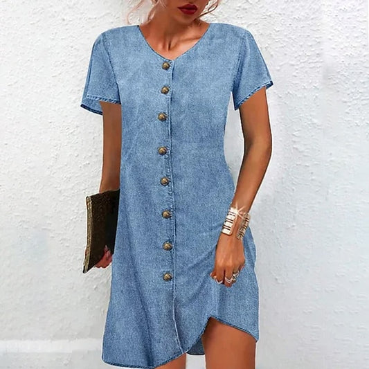 Women's Mini Dress Casual Dress A Line Dress Denim Shirt