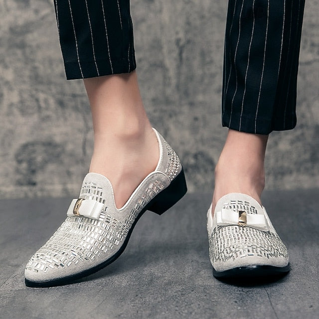 Men's Woven Loafers Silver Prom Strap Elegant – and Monk