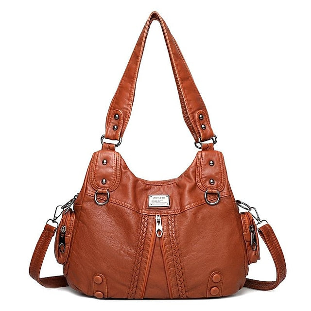 Boston Leder Handtasche Schultertasche Damen Hobo PU