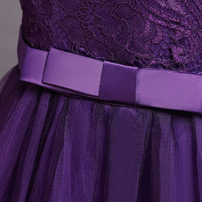 Little Girls' Party Dress A Floral Line Plain Kids