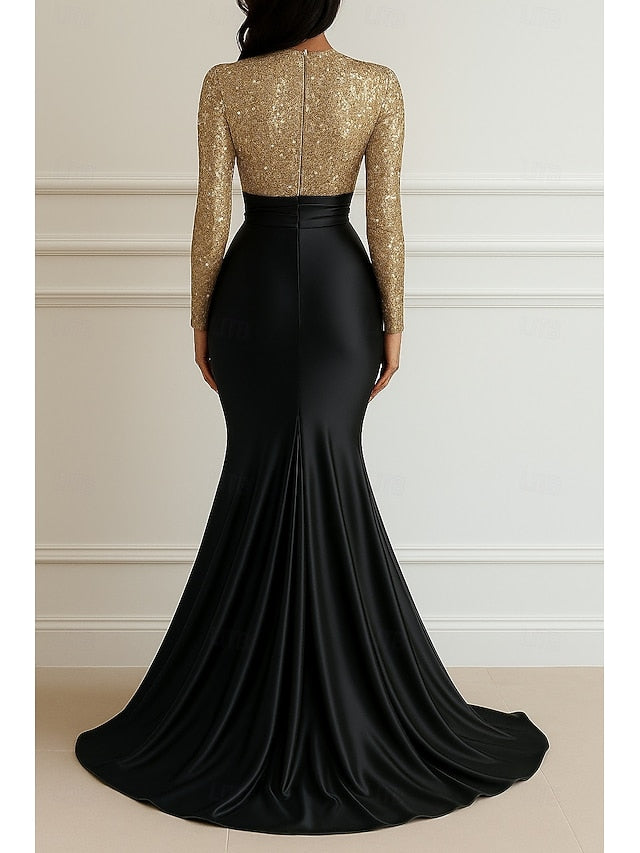 Floor Elegant Formal Gown Wedding Mermaid Dress Sequin Evening