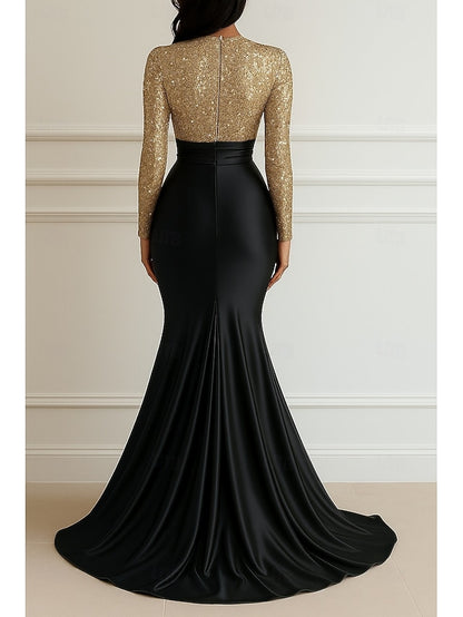Floor Elegant Formal Gown Wedding Mermaid Dress Sequin Evening