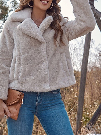 Fur Comfortable Faux Warm Women's Teddy Pocket Coat