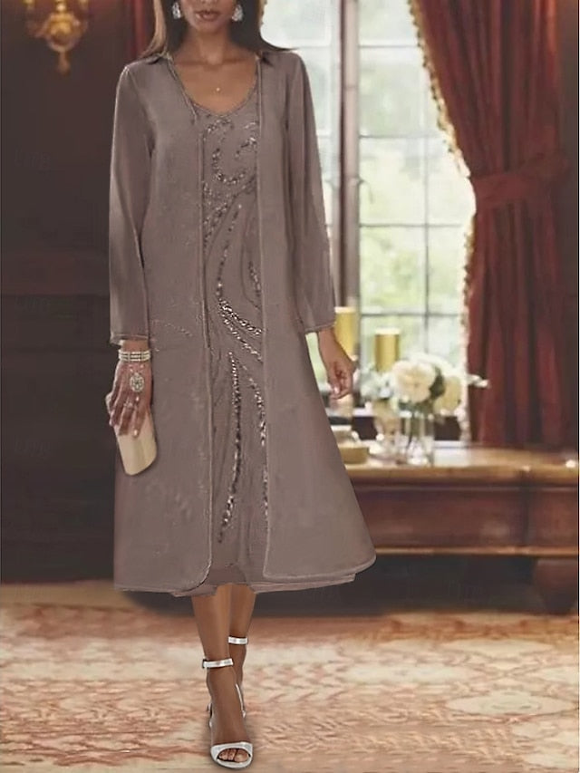 Piece A-Line Two Wedding the Mother Dress of Beach Formal Bride