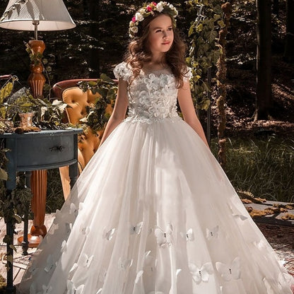 Solid Flower Girls' Kids Girl First Dress Communion