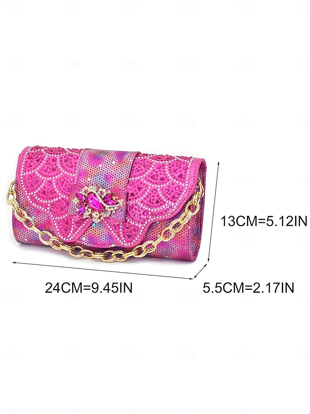 Rhinestone Slingback Women's Matching Clutch Heels Gold and