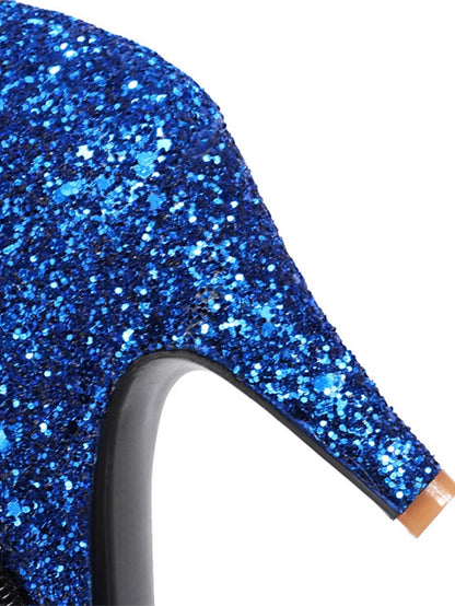 Red – High Women's Boots Heel Ankle Sparkly Glitter