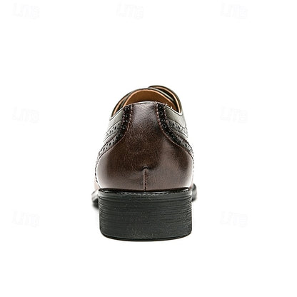Shoes – Black Faux Brown Wingtip Men's Oxford Leather and