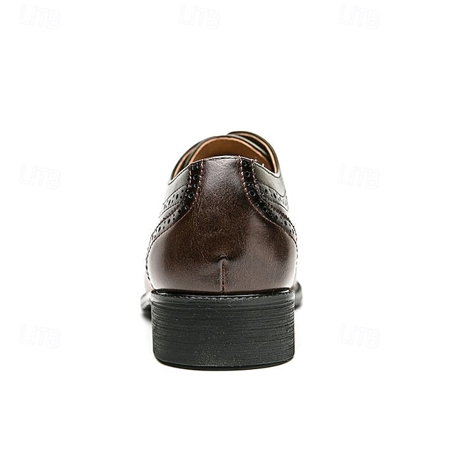 Brown Men's Oxford – Shoes Faux Wingtip and Leather Black