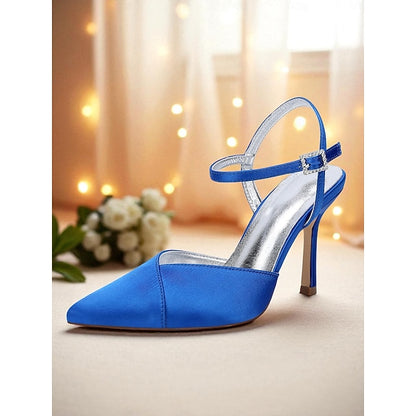 Strap Ankle - Women's with Green Satin Stiletto Heels