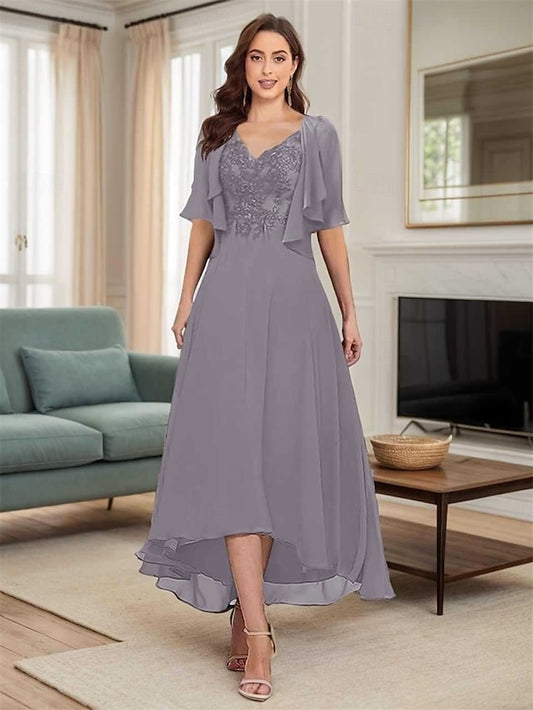 of A-Line Simple Elegant Neck Dress Mother Bride V the