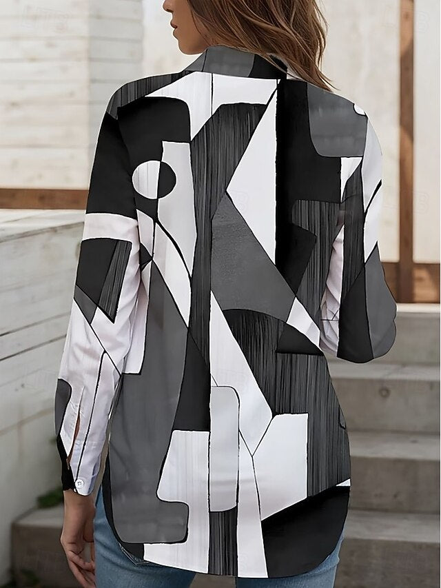 Women's Shirt Blouse Graphic Geometric Plaid Vintage