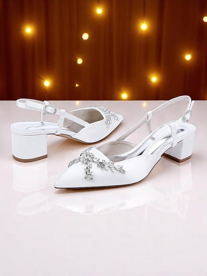 Satin Heels Black Women's Slingback