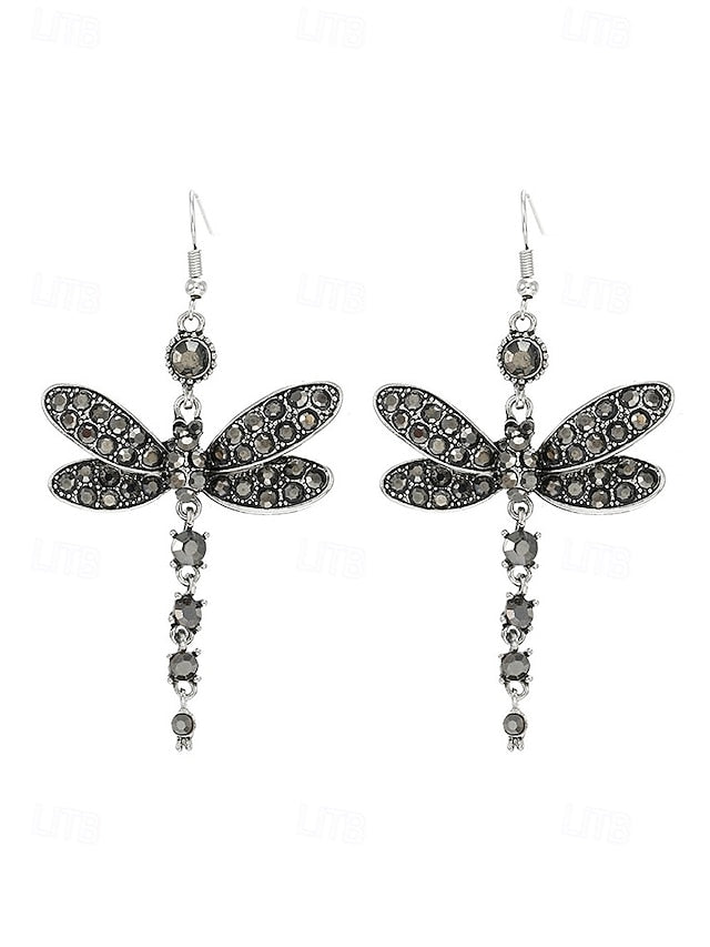 – Colorful Earrings Dragonfly Vintage Crystal Style