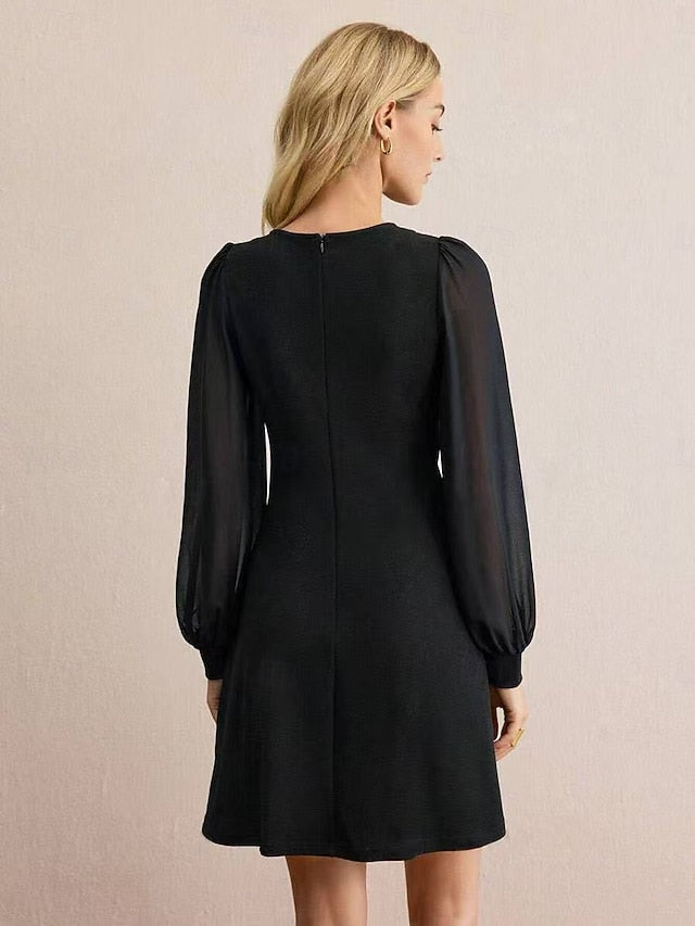 Women's Knee Length Dress Black Dress Elegant Casual