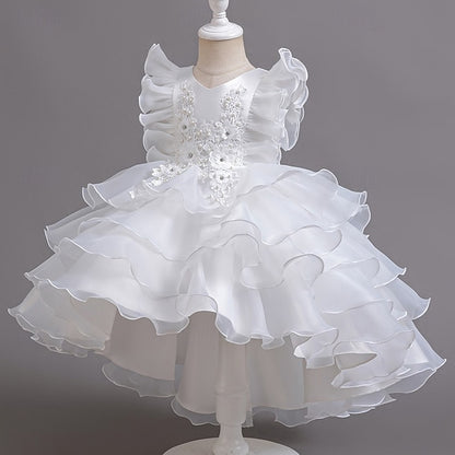 Kids Floral Dress Party Girls' Asymmetrical