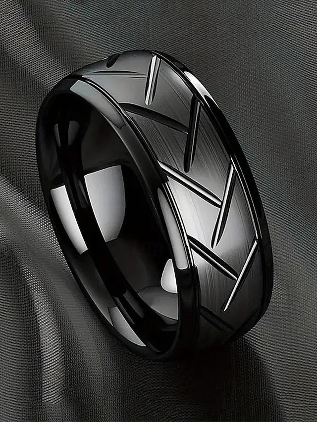 Pattern Steel Rings Modern Men's Stainless – Geometric