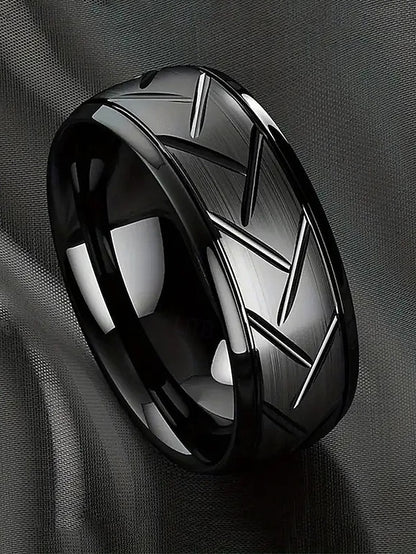 Pattern Steel Rings Modern Men's Stainless – Geometric