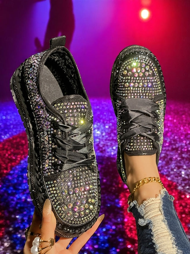 Sneakers Rhinestone Silver Women's Accents with Sparkling