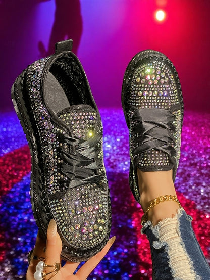 Sneakers Rhinestone Silver Women's Accents with Sparkling