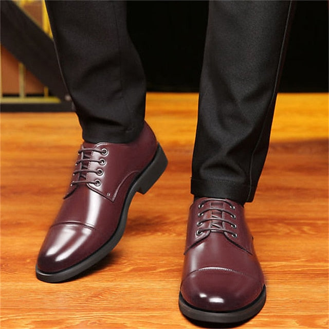 Dress Patent Lace-Up Black Shoes Leather Oxford with Men's