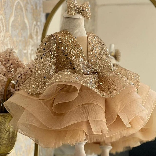 Kids Solid Party Dress Sleeve 3/4 Length Girls' Color