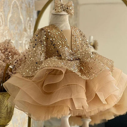 Kids Solid Party Dress Sleeve 3/4 Length Girls' Color