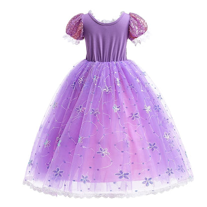 Cosplay Girl Rapunzel Princess Flower Cloak Dress