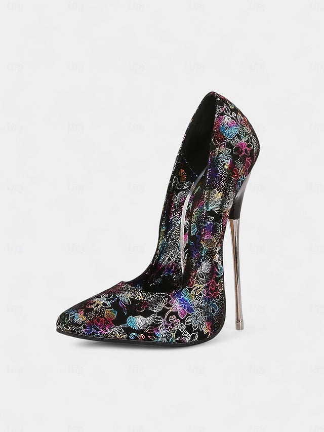 Red Jacquard Women's Stiletto Heels High