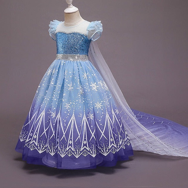Dress Flower Girl Frozen Princess Elsa Cloak Girls'