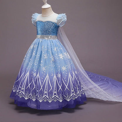 Dress Flower Girl Frozen Princess Elsa Cloak Girls'