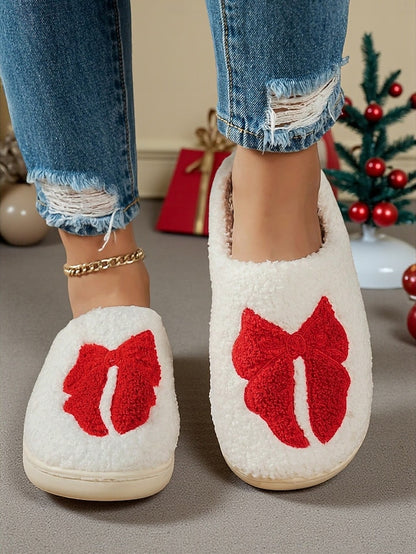 Women's with Soft Slippers and - Bowknot Design Red White