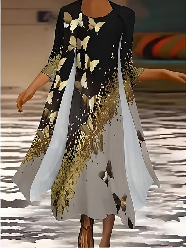 Women's Dress Set Summer Dress Vacation Casual Ombre Floral