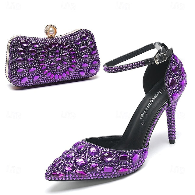 Multicolor Women's Wedding Rhinestone Shoes Heel High with