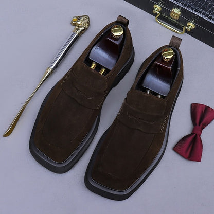 -Classic Leather Suede Cowhide Loafers Men's Business