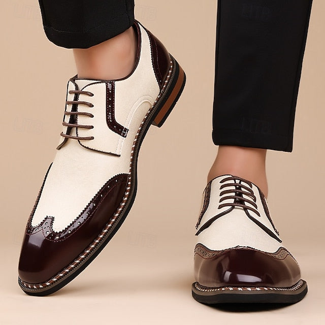 Faux Leather Shoes and White Oxford Wingtip Burgundy Men's