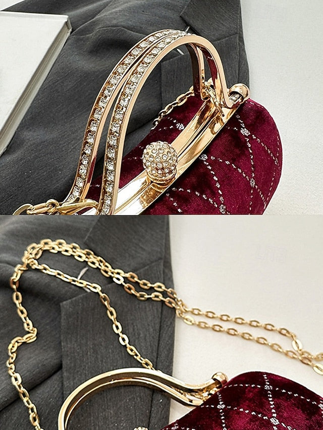 Quilted Diamond Women's Velvet - with Accents Purse Evening