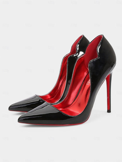 Black Soles with Leather High Patent Toe Pointed – Red Heels