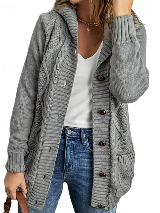 Women's Sweater Cardigan Streetwear Casual Solid Color