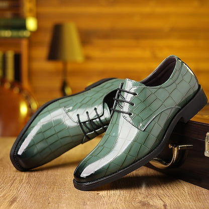 Faux Green Shoes Men's Leather Print – Oxford Crocodile