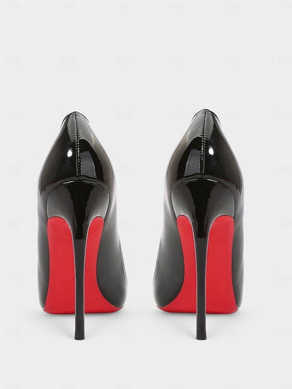 Black Soles with Leather High Patent Toe Pointed – Red Heels