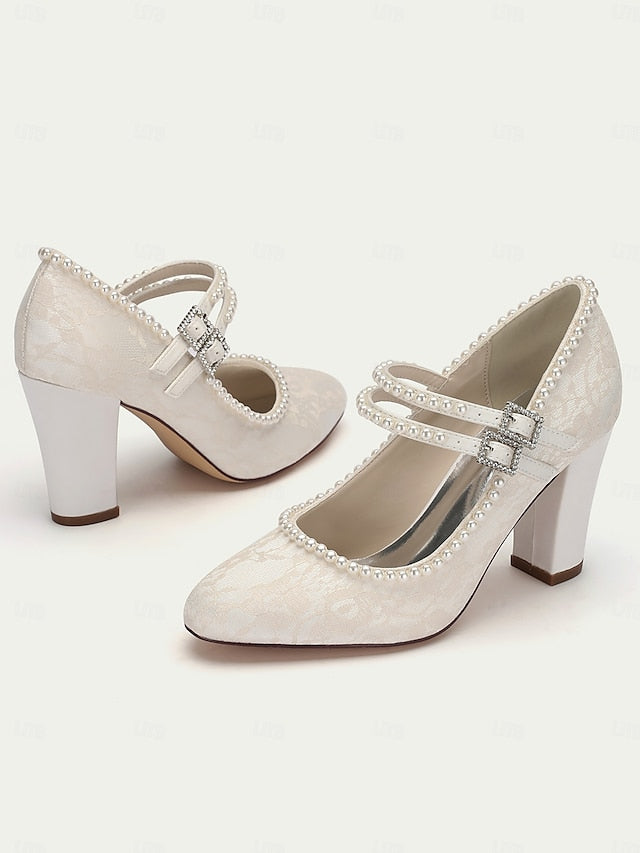 Lace Pearl Jane Women's Embellished - Purple Mary Heels