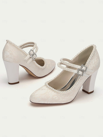 Lace Pearl Jane Women's Embellished - Purple Mary Heels