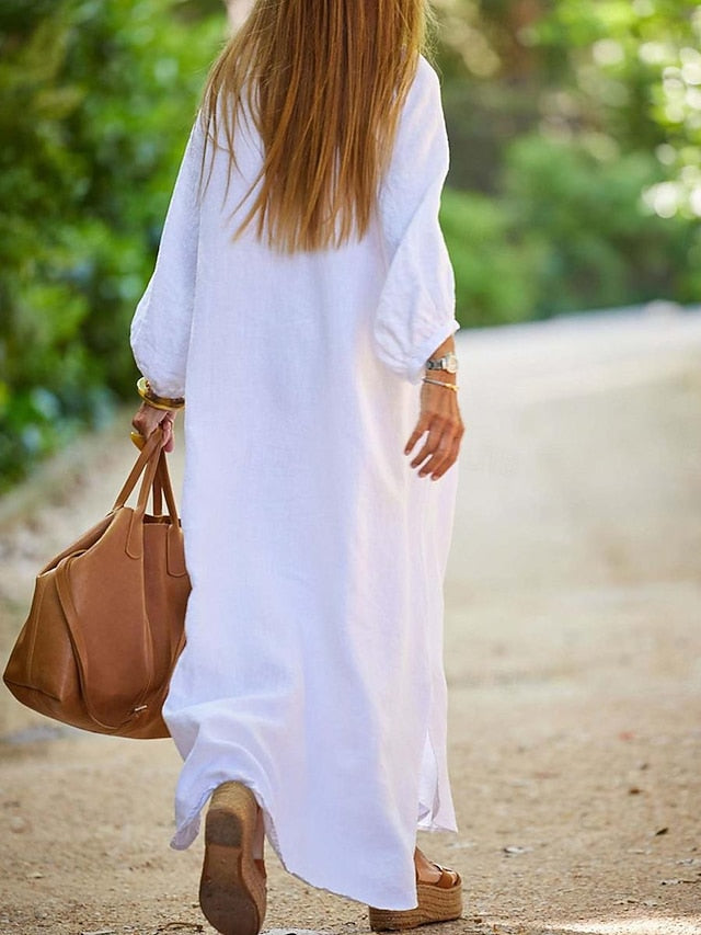 Women's Black White Gray Summer Spring Maxi Dress White