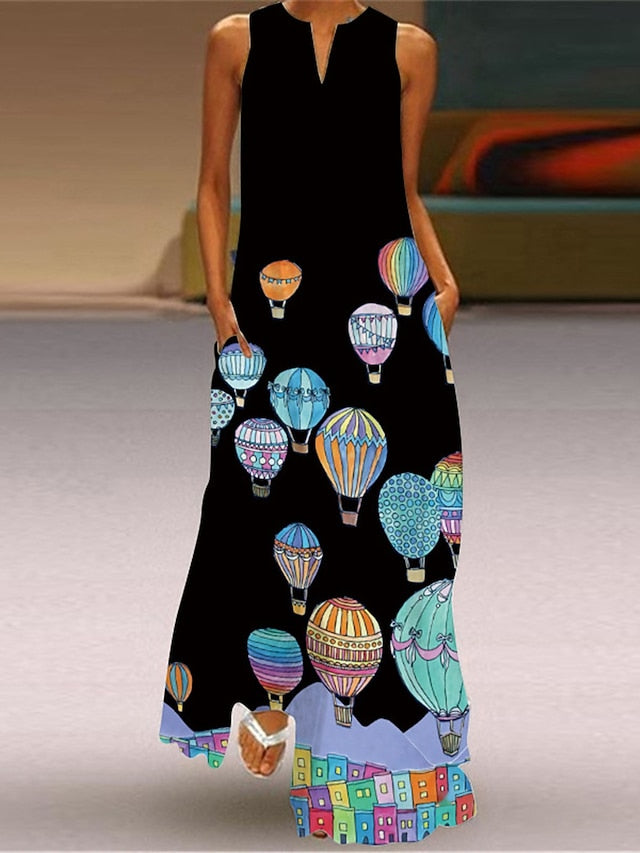 Women's Valentine Dress Tank Dress Floral Butterfly Pocket