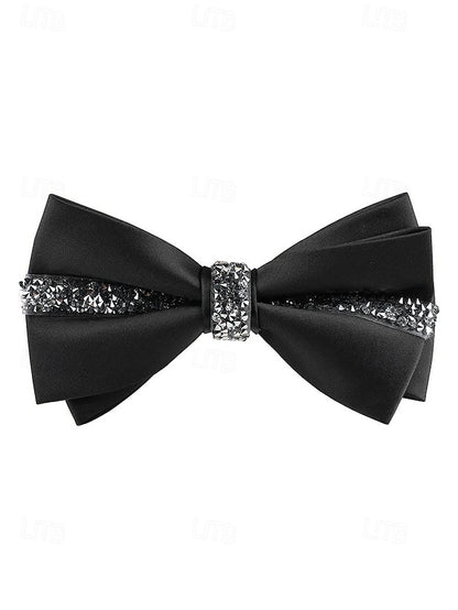 with Crystal Embellishment Bow Burgundy Tie – Satin Elegant