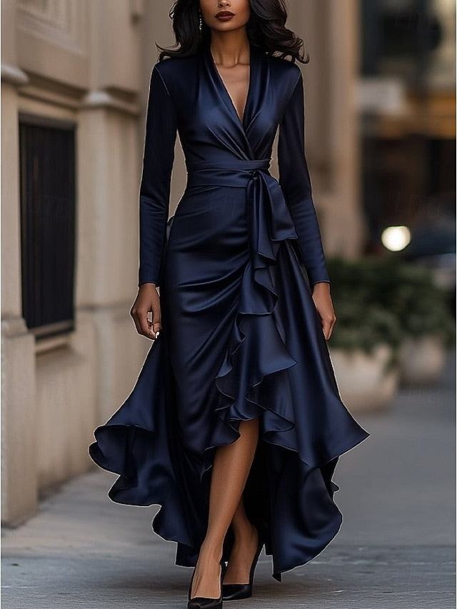 Women's Black Wine Blue Fall Winter Midi Dress Sheath Dress