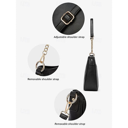 Sac bandoulière en cuir pour femme avec chaîne marron et doré