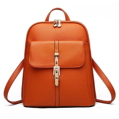 Sac à dos en similicuir noir pour femme avec fermoir doré