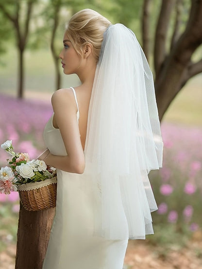 Veil Bridal Soft with – Tulle Elegant Classic Two-Layer